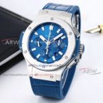 V6 Factory Pre-Sale New Hublot Big Bang Blue Dial Blue Leather Strap Watches 44mm 